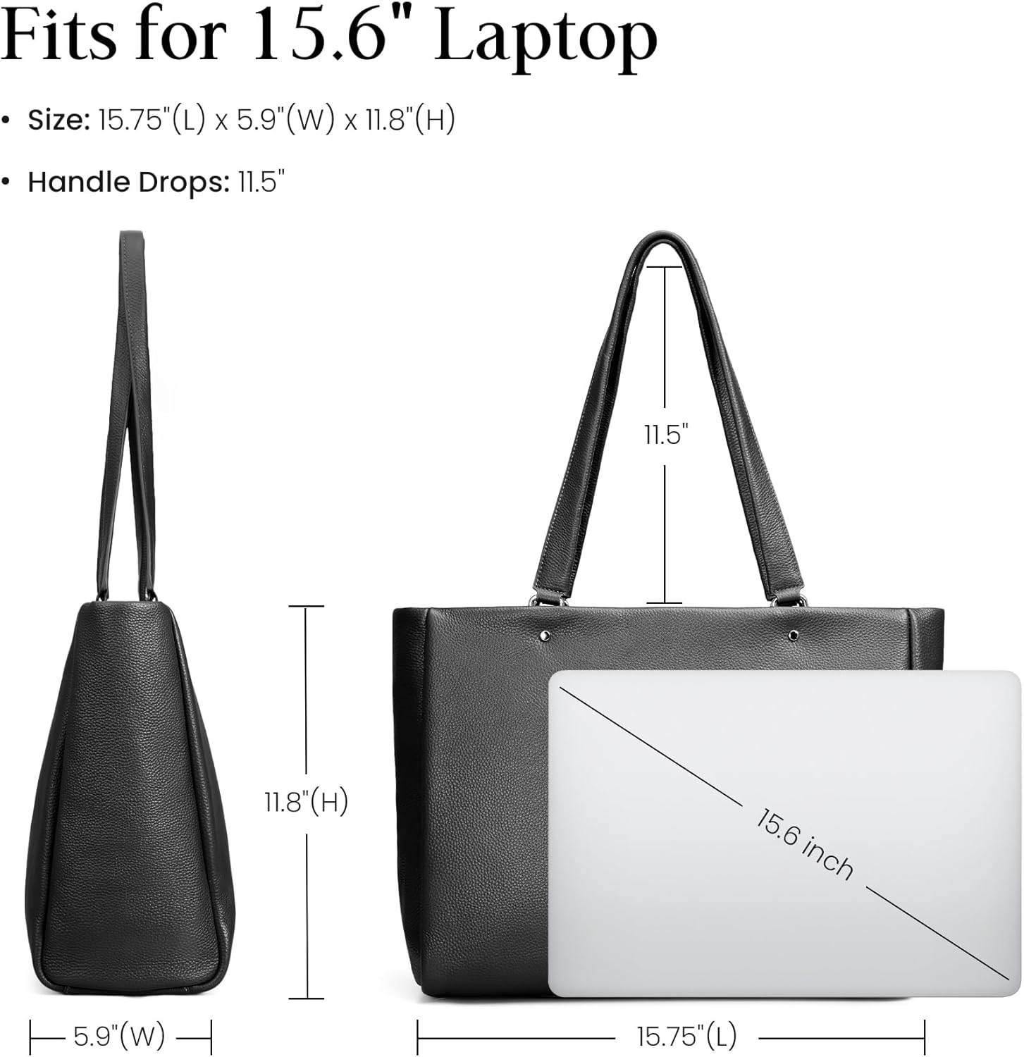 befen Genuine Leather Work Laptop Tote Bag for Women Ladies Totes Shoulder Purses Satchel Handbag with 15" Compartment - Image 5