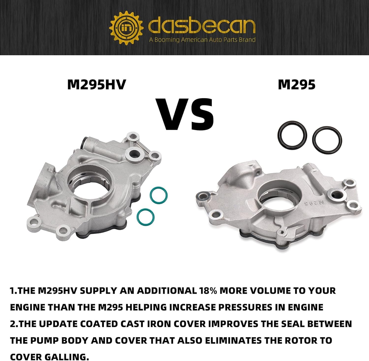 Dasbecan M295HV High Volume LS Oil Pump kit Compatible with 4.8L 5.3L 6.0L Silverado Avalanche Suburban Tahoe Trailblazer GMC Sierra Yukon Cadillac Escalade