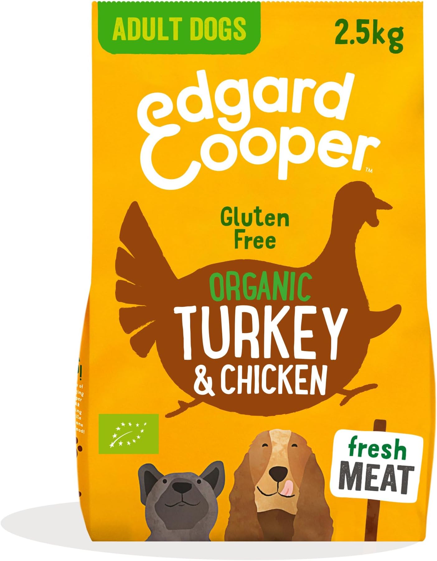 Edgard & Cooper Dry Dog Food For Medium Breed Adult Dogs (2.5kg), Organic Turkey & Chicken, Organic Ingredients, Gluten-free Recipe With Natural Ingredients, Never Meat Meal