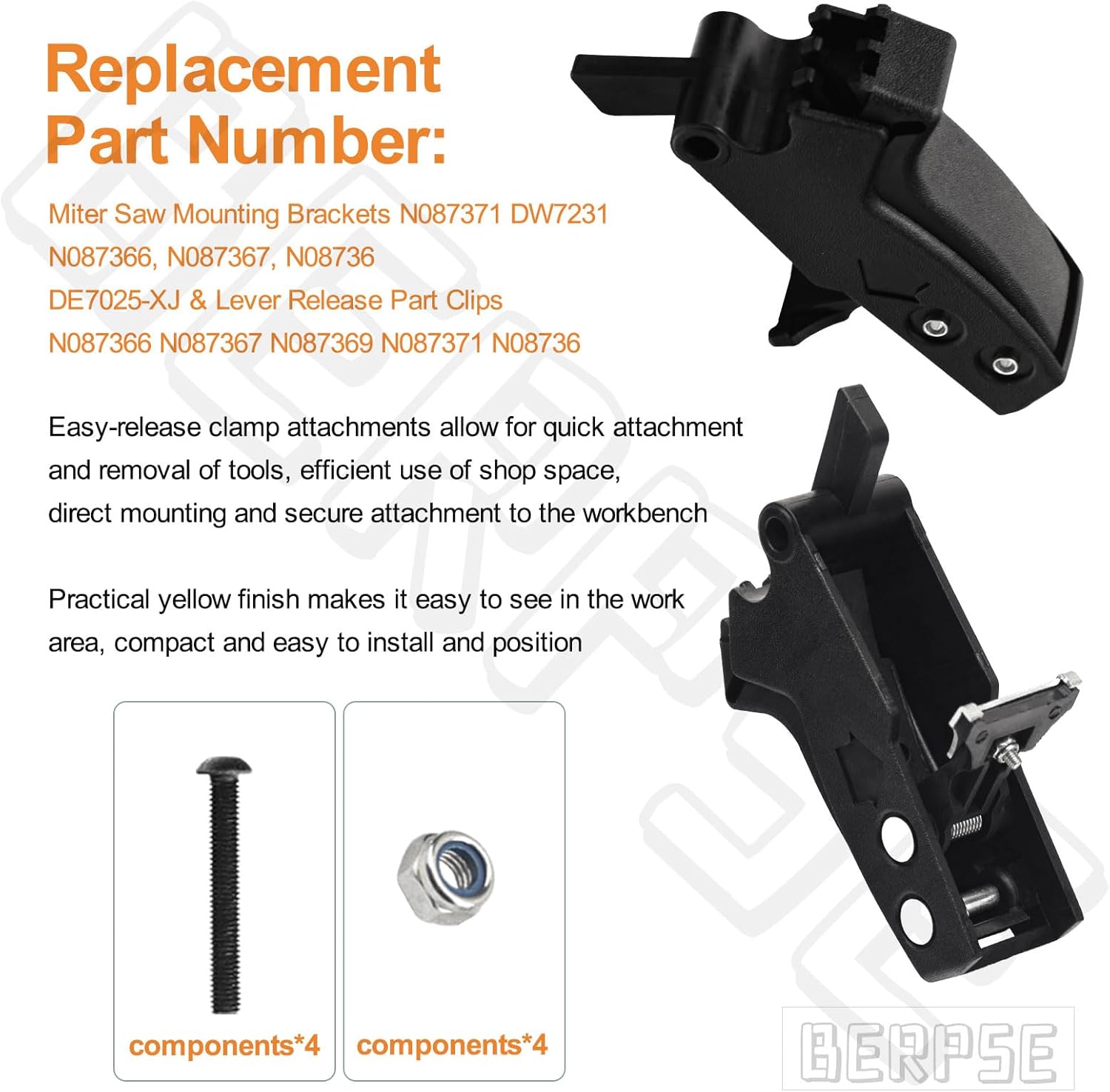 2 Pack N087371 DW7231 Miter Saw Mounting Brackets Compatible With DeWalt DW723, DWX723, DWX724, DWX725, DWX725B, DW730, DE7030, DW7231, DE7025-XJ Heavy Duty Miter Saw