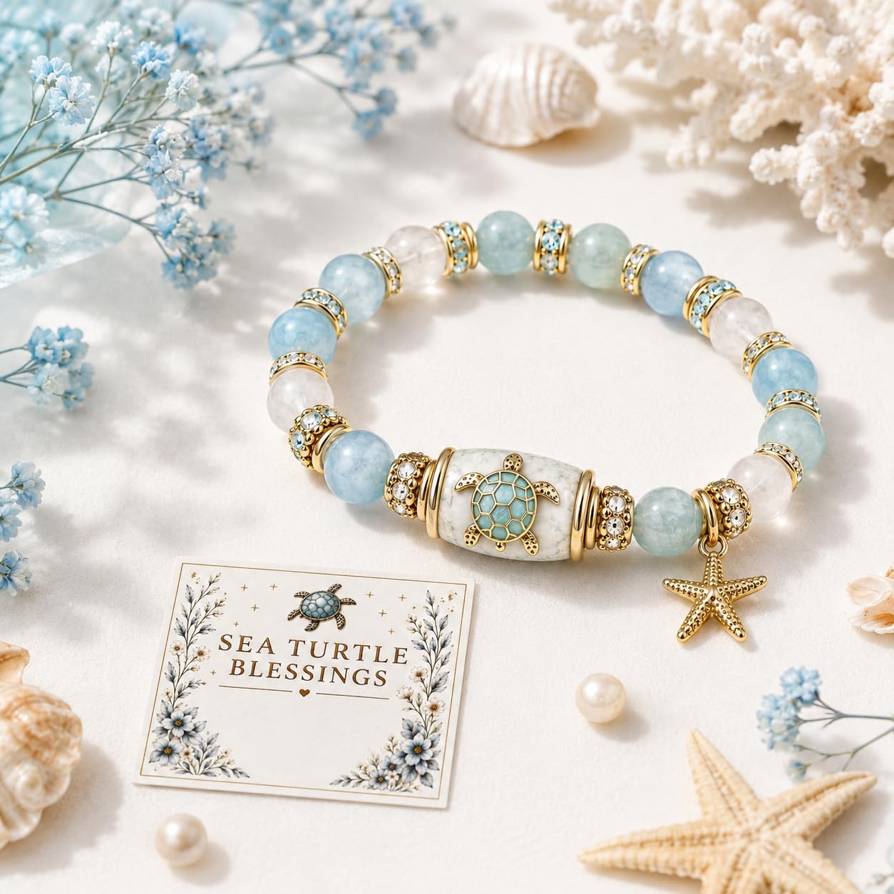 2026 Limited Edition Hummingbird Bracelet for Women, Natural Stone Beaded Butterfly Sunflower Cross Sea Turtle Charms Inspirational Healing New Beginnings Stretch Adjustable Jewelry Gift image 4