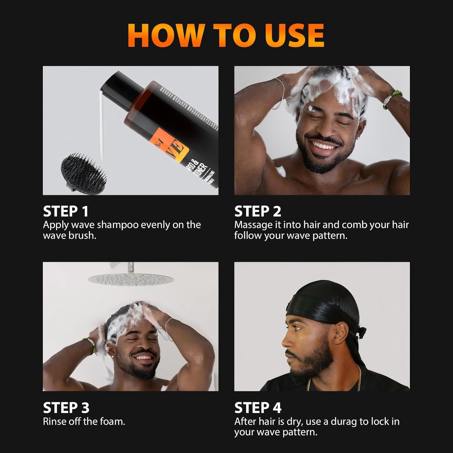 gowwim Wave Shampoo for Black Men Shampoo & Conditioner for Black Men Curl-Enhancing Formula Deep Cleansing & Moisturizing 6.76 FL OZ - Image 8