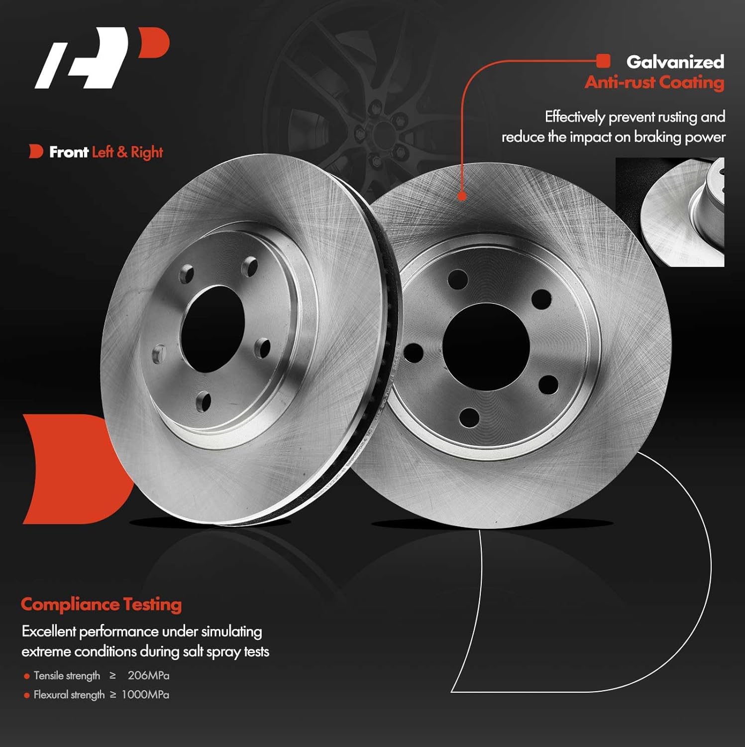 A-Premium 11.93inch(303mm) Front Vented Disc Brake Rotors Compatible with Select Buick, Cadillac, Chevy, Oldsmobile and Pontiac Models- Camaro, Monte Carlo, Aurora, Intrigue, Regency, LeSabre, DeVille