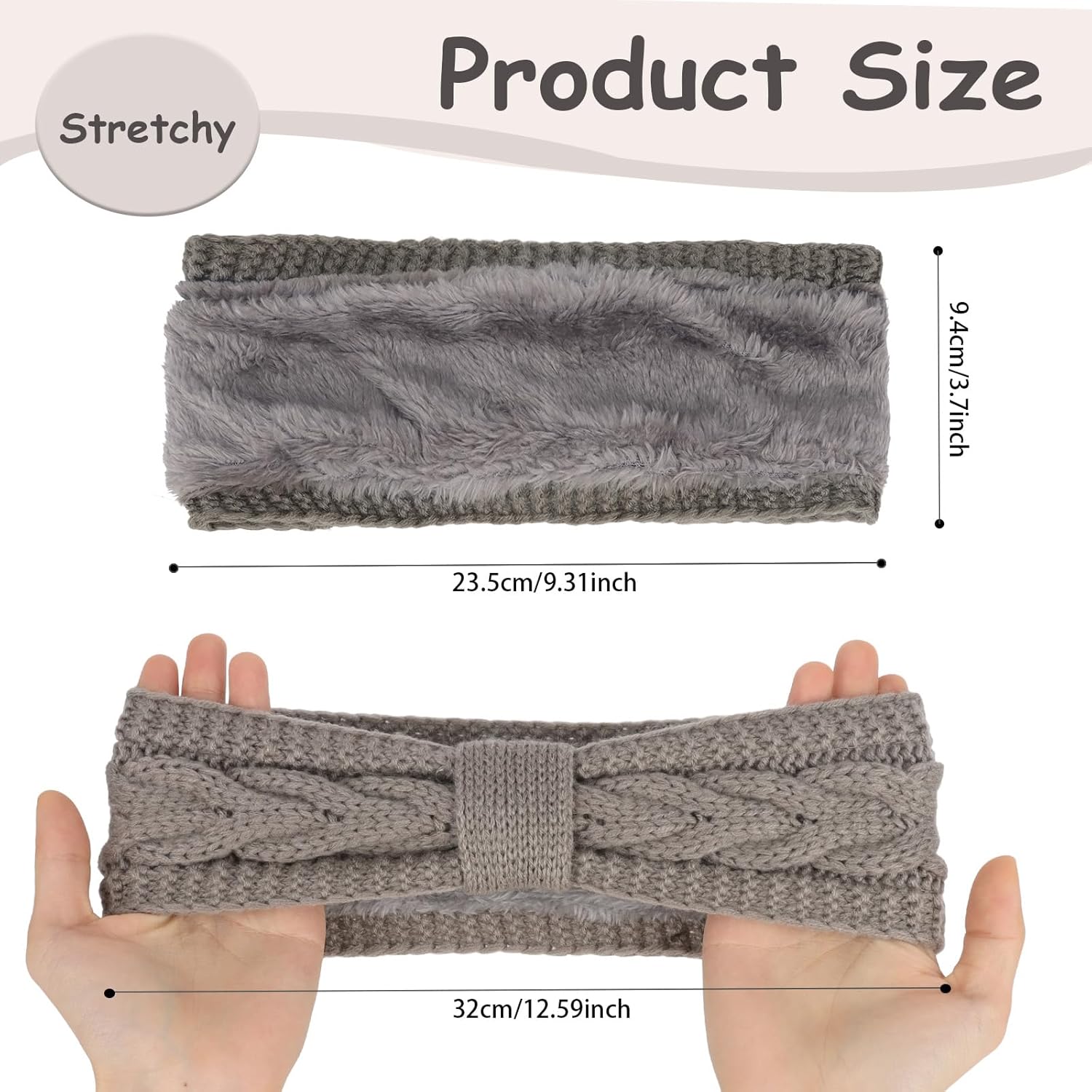 AMCAMI Winter Headbands for Women 3 Pack, Fuzzy Ear Warmer Headbands for Women,Fleece Lined Knitted Headband, Warm Winter Accessories Gifts - Image 2