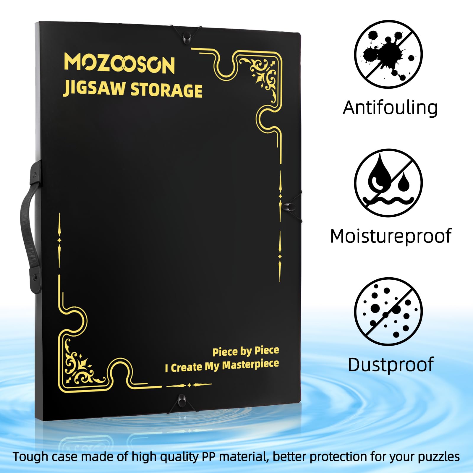 MOZOOSON Stabile Puzzle Aufbewahrung [INKL. 6X Puzzlefolie], Puzzlemappe 1000 Teile Zubehör Tragbar mit 25 Taschen, Organizer für bis zu 50 Werke, Staubdichtes und Schützendes