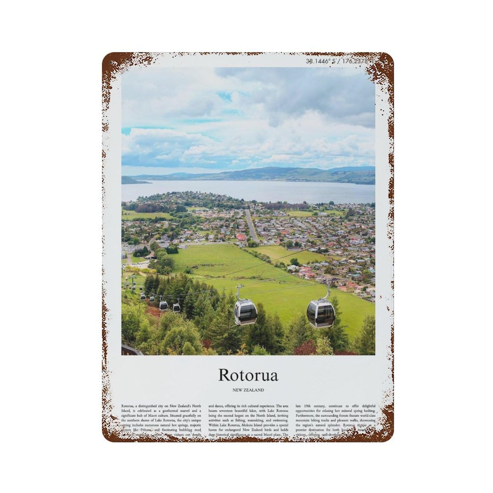 xiaoxiaoshen Rotorua, New Zealand City Scenery Wall Decor Art Metal Tin Poster Modern Home Decor Art Home Bar Shop Decorations Vintage Sign 40x30cm