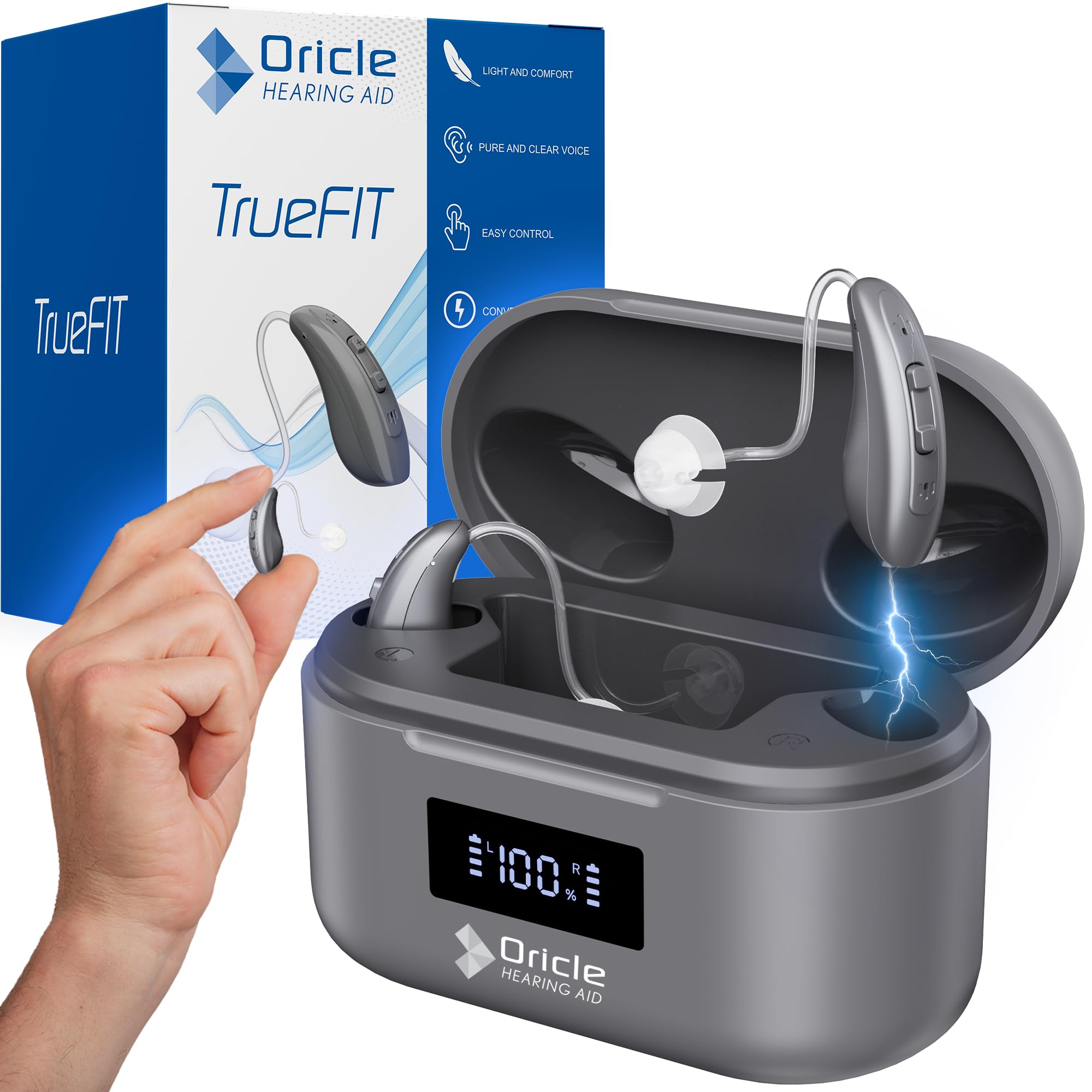 Oricle TrueFit Rechargeable Behind-The-Ear Hearing Aids