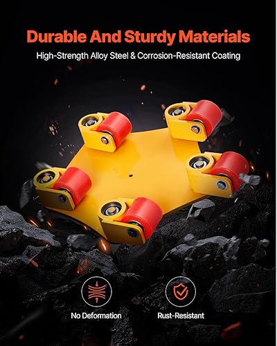 Miniatura 4 de VEVOR Patín de máquina, patín móvil de maquinaria de 8800 libras, patín de movimiento de maquinaria con tapa de rotación de 360 y rodillos