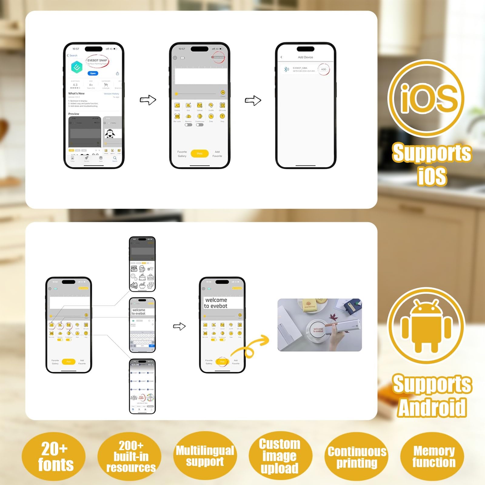Stampante commestibile per biscotti – Stampante per decorazione alimentare ad alta risoluzione per design personalizzati, ideale per bar e panettieri domestici, perfetta per progetti professionali di
