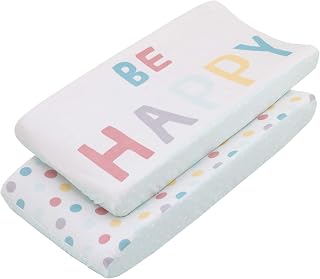 Little Love by NoJo "Be Happy" Multi Color Polka Dots 2 Piece Super Soft Changing Pad Covers