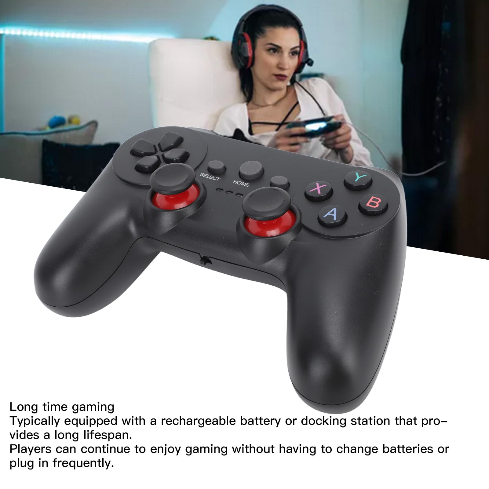 CHEOTIME Gaming Manette Sans Fil 2,4 G, Console de Jeux Rétro Portable pour Consoles d'ordinateur TV PC, avec Récepteur USB Plug and Play Double Manette, Design Ergonomique