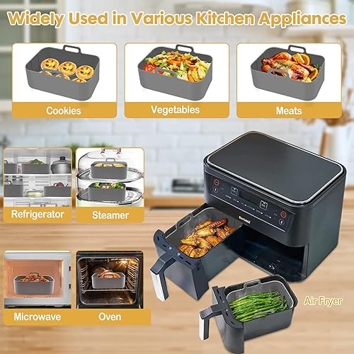 Miniatura 3 de 2 forros de silicona rectangulares para freidora de aire Ninja Foodi doble reutilizable de silicona Airfryer Liner rectangular de silicona para