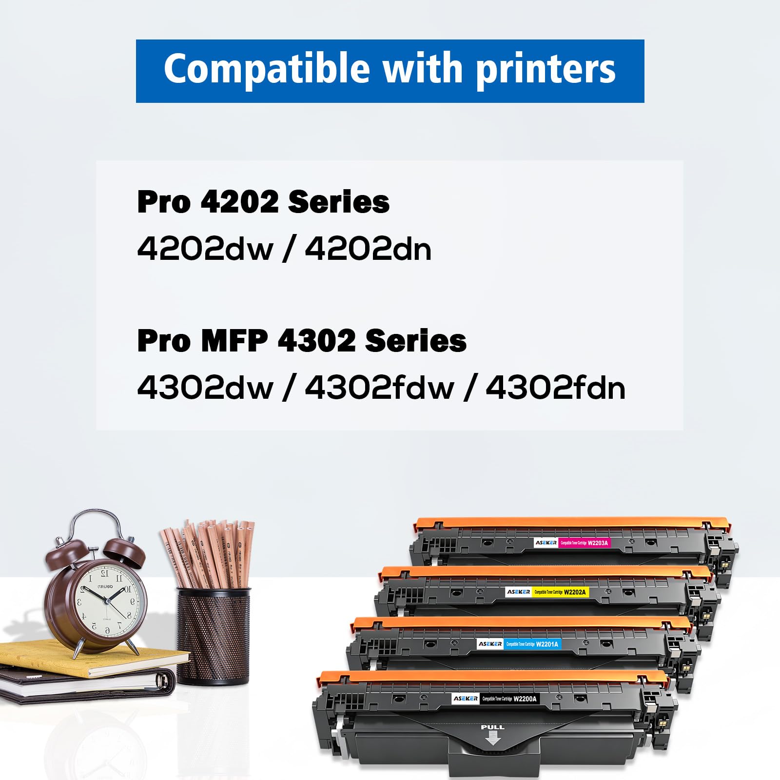 220A Cartuccia Toner [con Chip] Compatibile per 220A 220X W2200A W2201A W2202A W2203A per Color Laser Pro 4202 4202dw 4202dn MFP 4302 4302dw 4302fdw 4302fdn Stampanti (BK/C/M/Y)