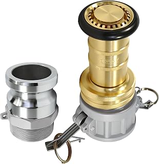 Heavy Duty 2" NPSH Brass Fire Hose Nozzle with Aluminum Camlock Fittings - Adjustable Jet Fog Spray for Firefighting & Industrial Use