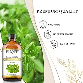 EUQEE Oregano Essential Oil 4oz / 118ML Large Capacity Oregano Oil Pure Aromatherapy Essential Oils with Glass Dropper for Candle Soap Making, Diffusers