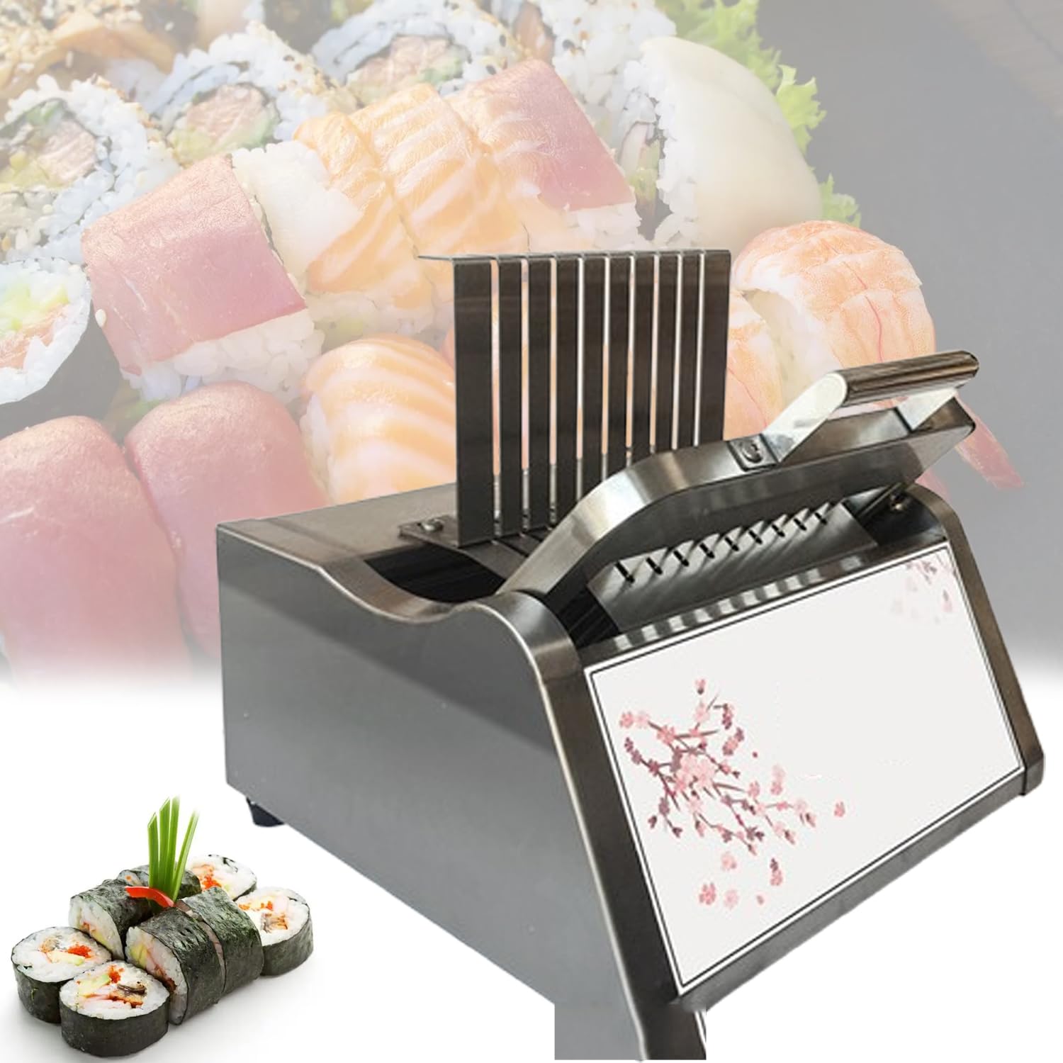 Zestaw do cięcia sushi i maty, 10-częściowy zestaw z ostrym ostrzem do łatwego przygotowywania sushi, jednolite kulki ryżowe, oszczędność czasu i wysiłku, wydajna produkcja