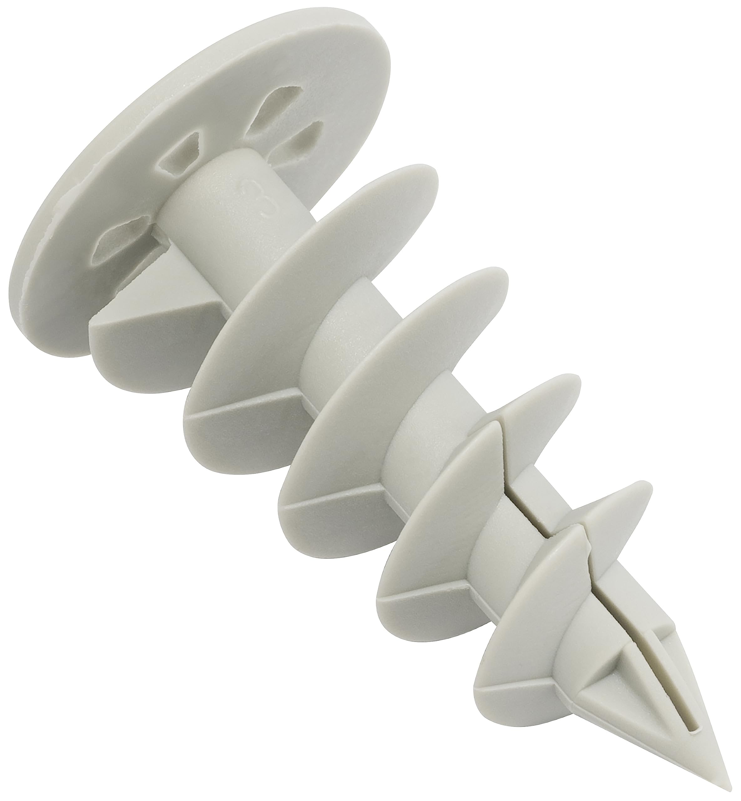 AERZETIX - C67110 - Juego de 10 tacos helicoidales Ø28x50mm para fijación en aislamiento de poliestireno poliuretano EPS XPS - huella hexagonal 6 lados - para tornillos 4.5mm - en plástico
