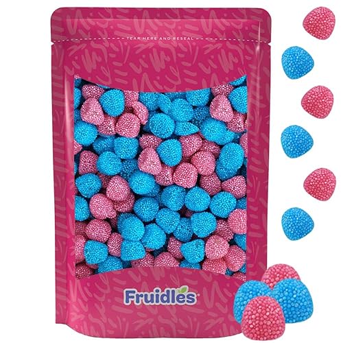 Fruidles Caramelos de gomitas de bayas, gomitas recubiertas sin pareils (baya azul y rosa, 4.4 libras)