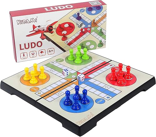 KIDAMI Ludo - Juego de mesa magnético, plegable y ligero para llevar, regalo para todas las edades (9.5 x 9.5 pulgadas)