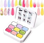 Gradient Painting Gel, 9 Bright Colors Ombre Gel Nail Polish Spring Summer Light Pink Blue for Pigment Pat Nails Aura Nails, French Manicure DIY Nail Art Long Lasting Palette Fairy Spring