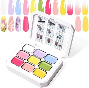 Gradient Painting Gel, 9 Bright Colors Ombre Gel Nail Polish Spring Summer Light Pink Blue for Pigment Pat Nails Aura Nails, French Manicure DIY Nail Art Long Lasting Palette Fairy Spring