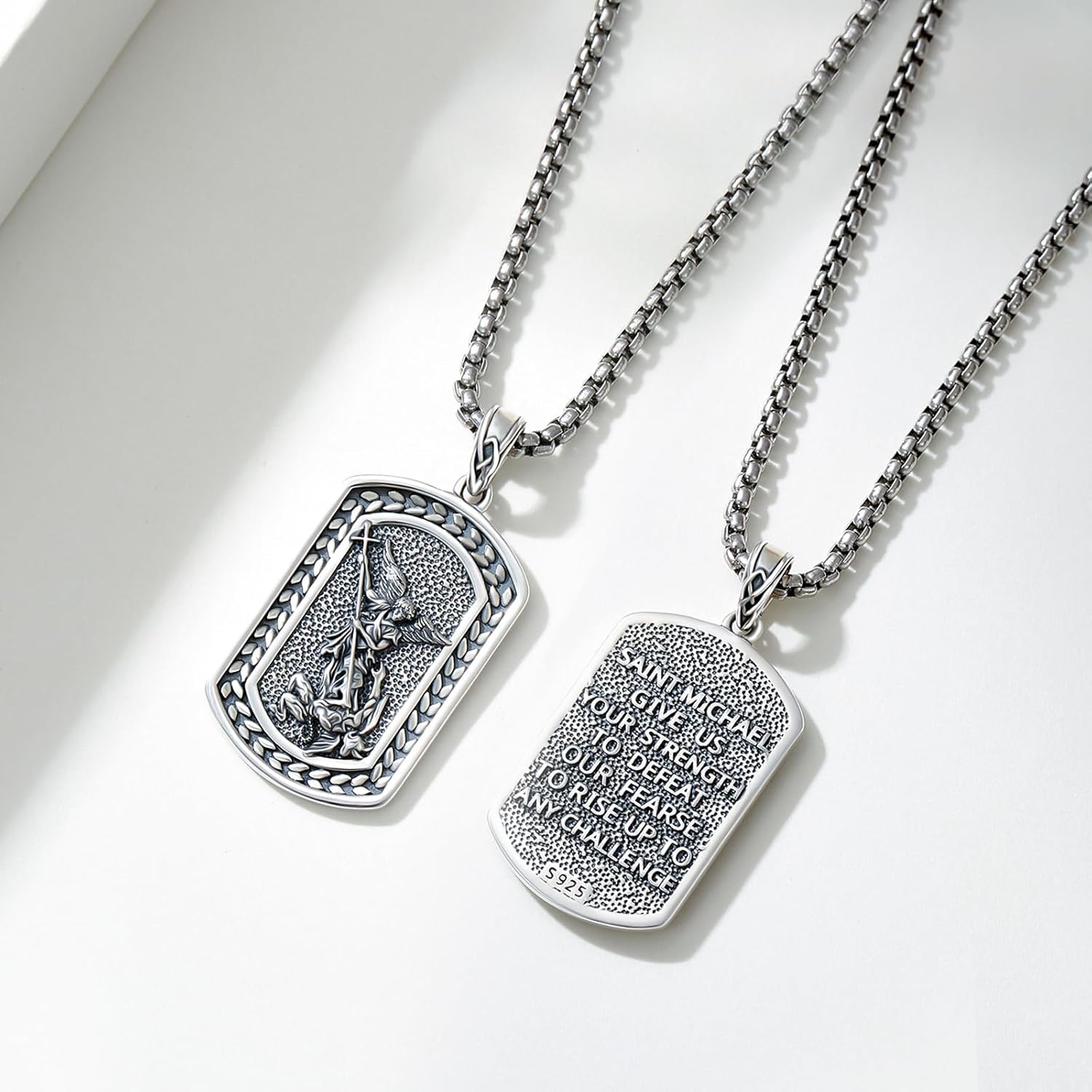 Saints Religious Necklace 925 Sterling Silver St. Christopher/St. Michael/Virgin Mary Miraculous Medal Patron Saint Religious Amulet Necklace Jewelry Gift for Women Men - Image 2