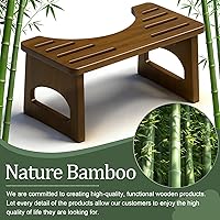 Vista 4 de JACNITAD Taburete de inodoro plegable, taburete de 7 pulgadas para baño, taburete de inodoro de bambú para adultos, taburete plegable