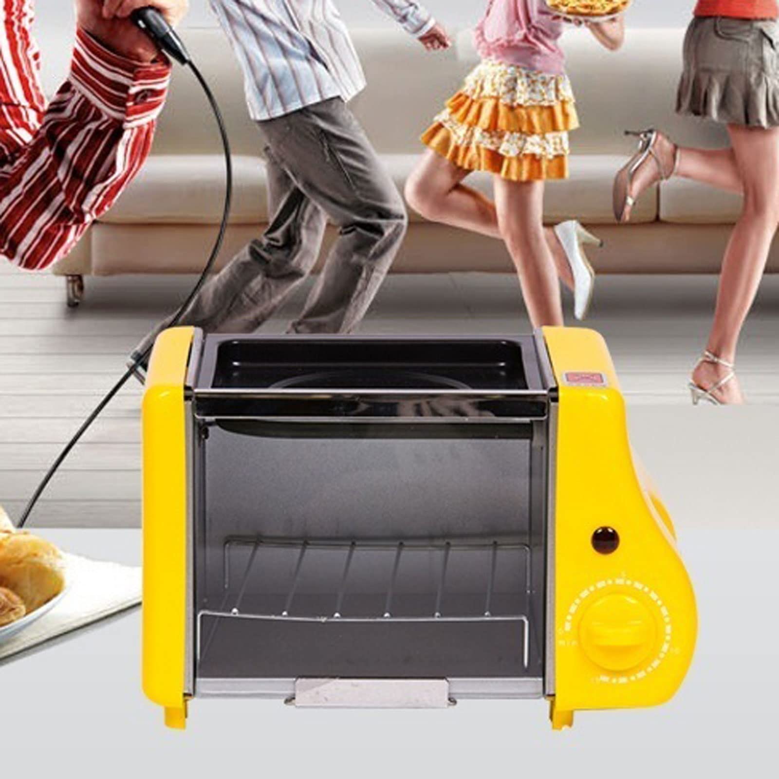 DieffematicMBJ Tostadora Multifunction Mini Electric Roast Oven Grill Fried Eggs Omelette Frying Pan Breakfast Machine Bread Maker Toaster (Color : Yellow)