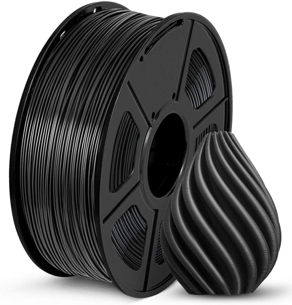 SUNLU 3D Printer Filament, SPLA Filament 1.75mm, 1kg Spool(2.2lbs), Dimensional Accuracy +/- 0.02 mm Black