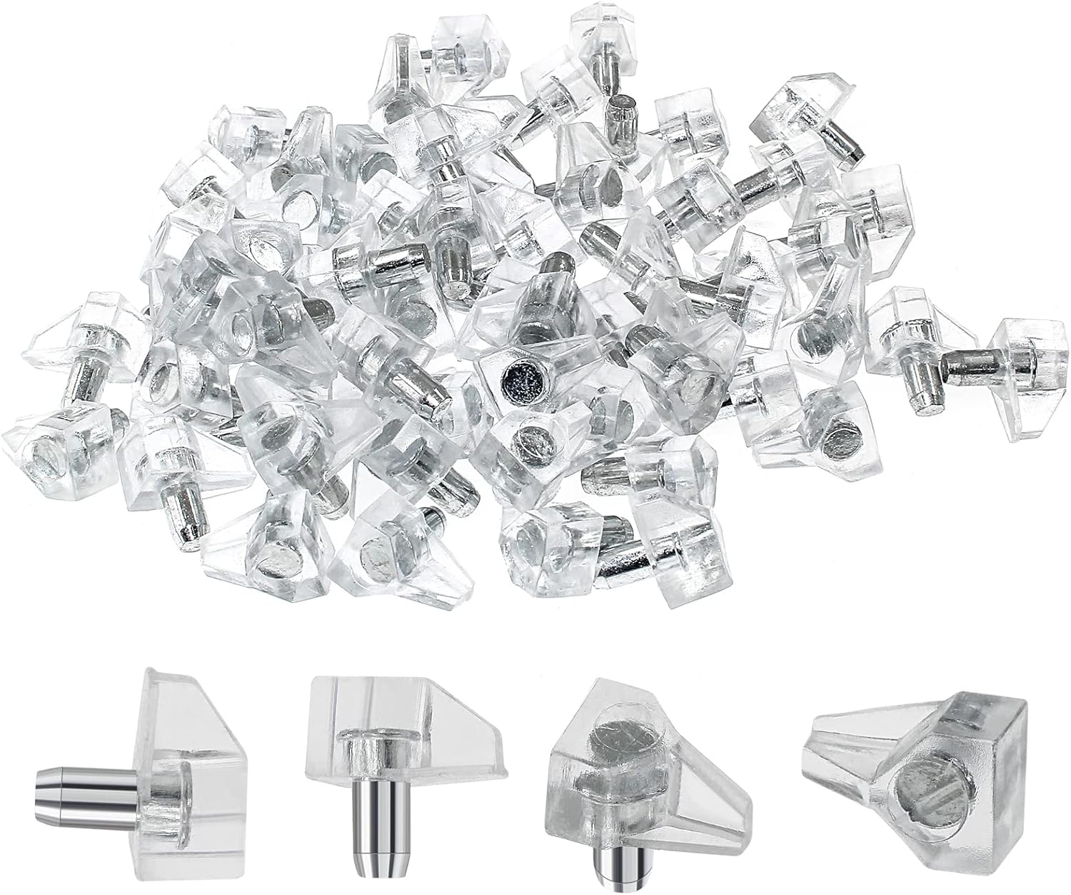 Suiwotin 60pcs 5mm Clear Shelf Support Peg, 3/16 Inch