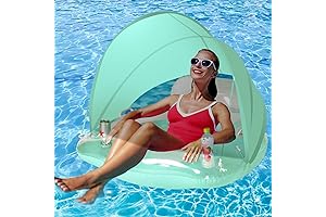 Sun Tanning Pools Accessories Floaties Inflatable with Cup Holders Floating Pool Chair...