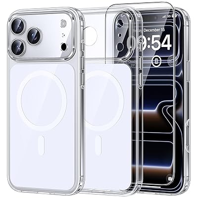 TAURI Original Design for iPhone 17 Pro Max Case, Compatible with MagSafe with Screen Protector, Anti-Yellowing Military-Grade Protection Shockproof Magnetic iPhone 17 ProMax Case, Clear Orange