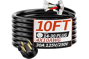 10 FT 4 Prong Dryer Cord 30 AMP Black