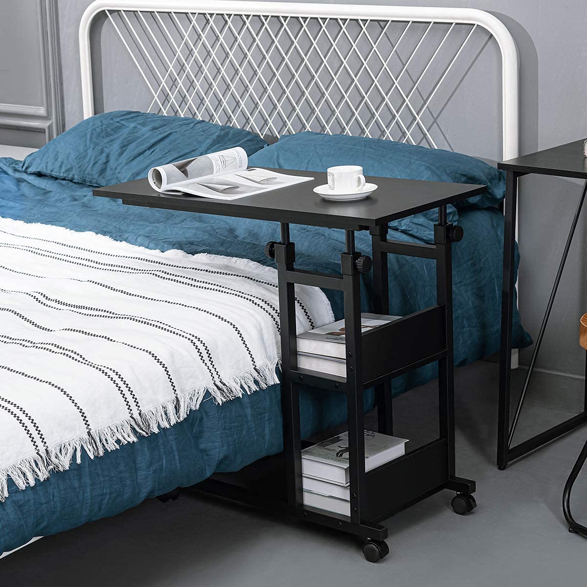 BAOLEJIA Home Office Desk Sofa Side Computer Table with Wheels