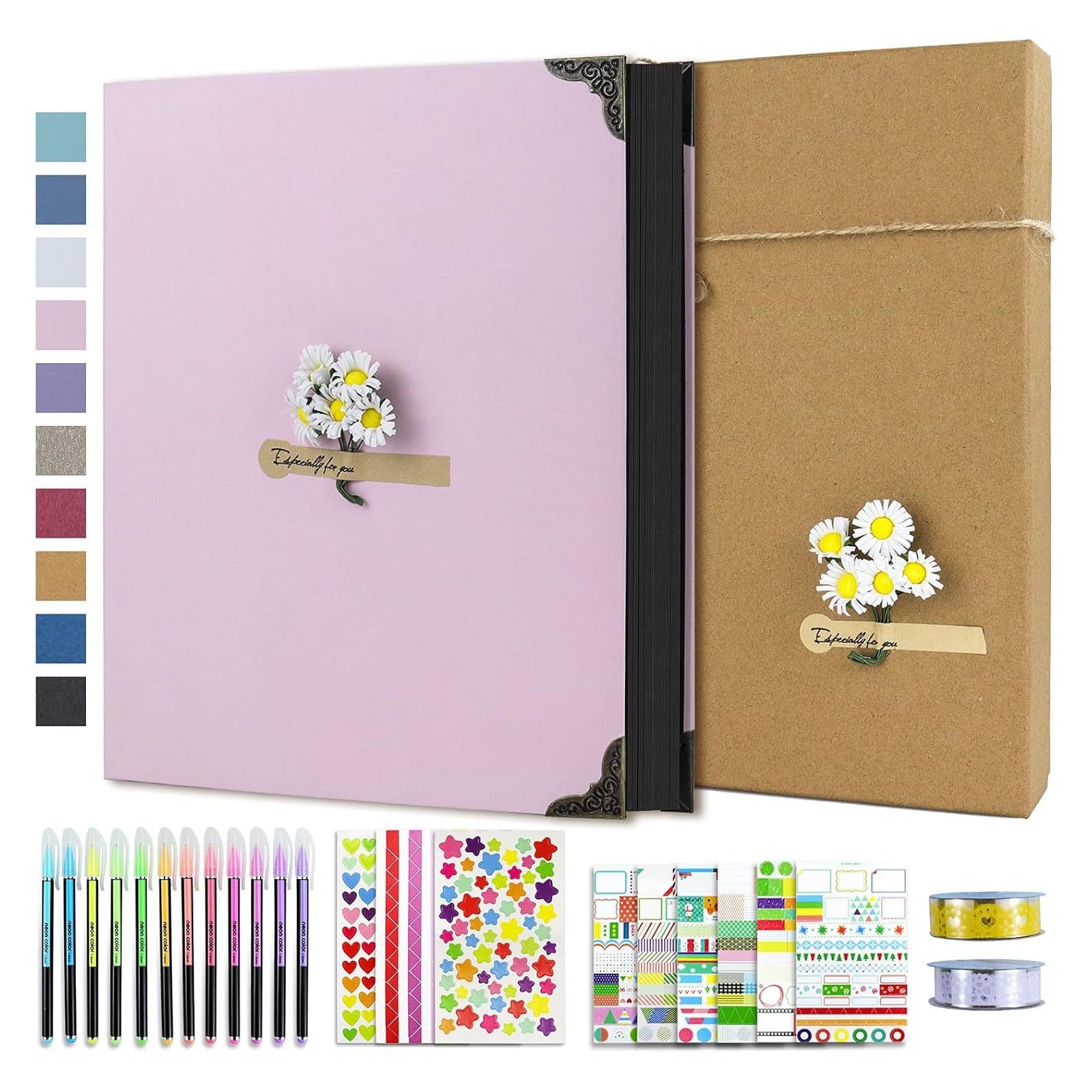 Diys Scrapbook Photo Album Set 30 Page Hardcover Krafts Paper Scrap Book Photo Album Memory Book for Wedding Anniversary Scrapbooking Supplies Set
