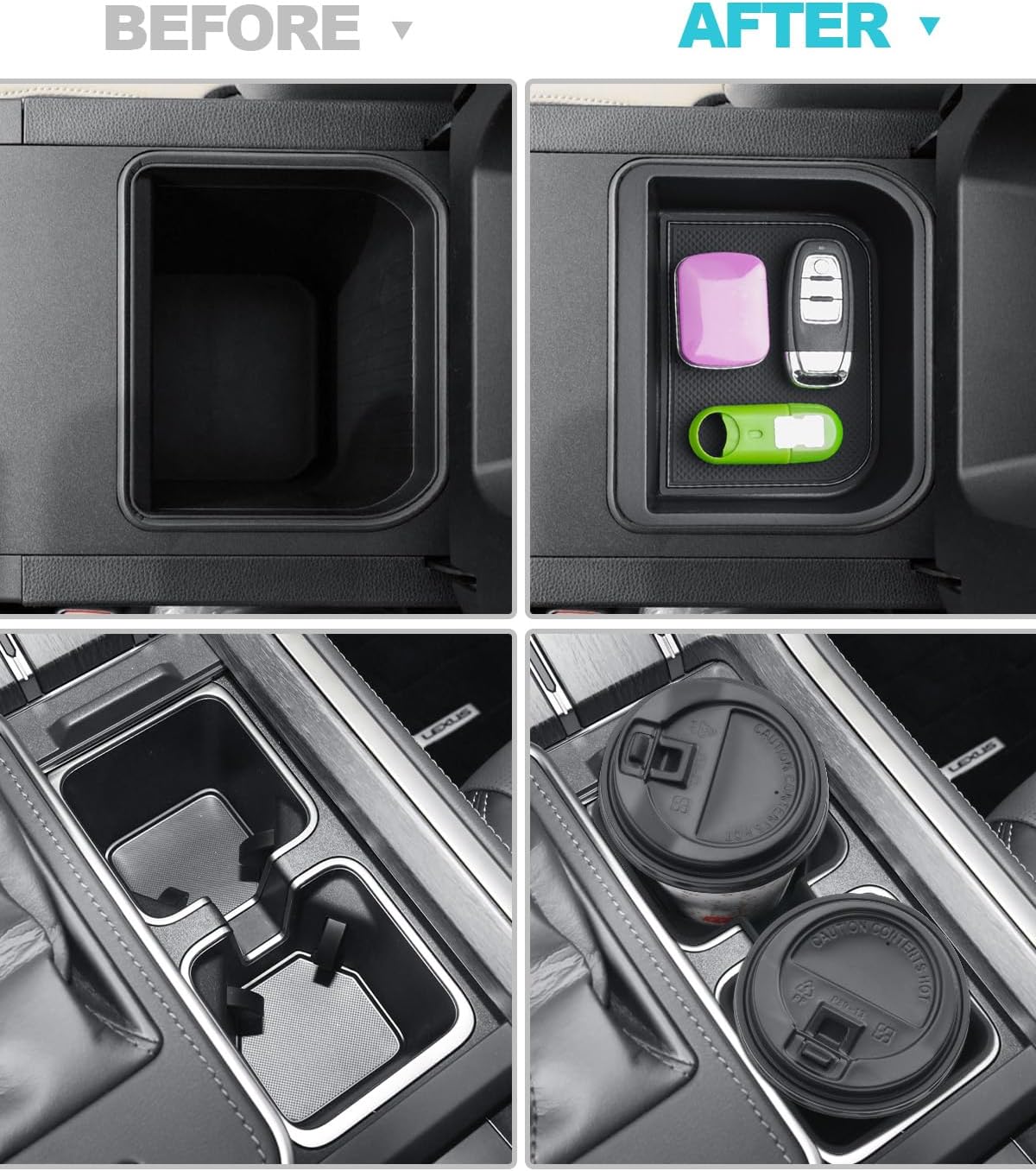 CDEFG 2Pcs Center Console Cool Box Organizer for 2024 2025 2026 Lexus GX 550 Armrest Storage Box Tray, for 2024-2026 Lexus GX 550 Accessories (Only Fit Cool Box)
