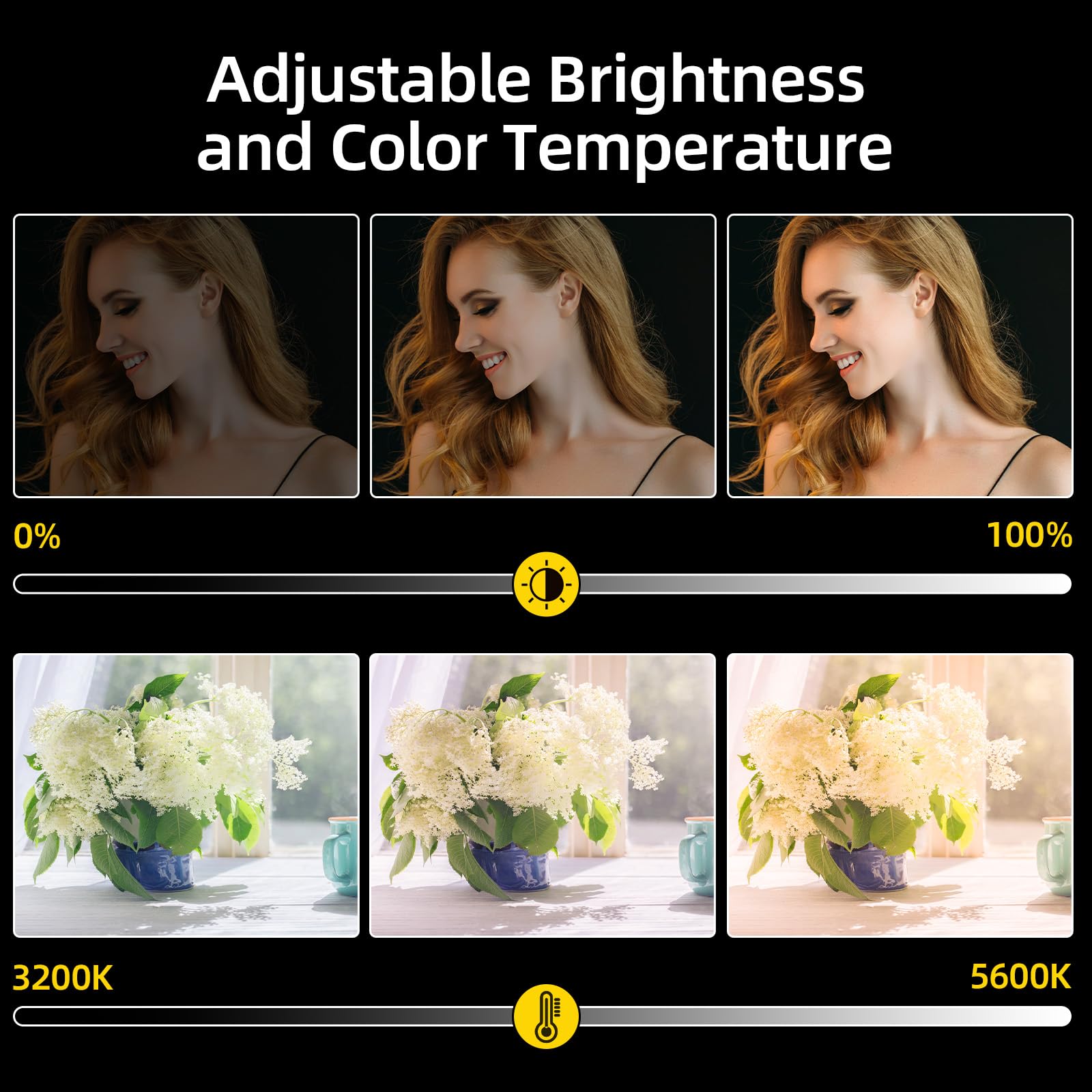 Andoer Key Light, illuminazione da scrivania 3200 K – 5600 K dimmerabile luce video luce LED con supporto per scarpe fredde da 1/4" e foro filettato da 1/4" per broadcasting YouTube videoconferenze