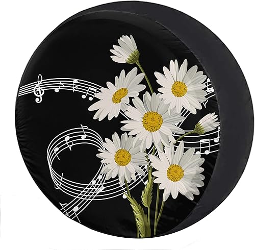 Daisies Music Notes - Cubierta de neumático de repuesto de girasol, protector de rueda a prueba de polvo, para remolque, caravana, SUV y muchos