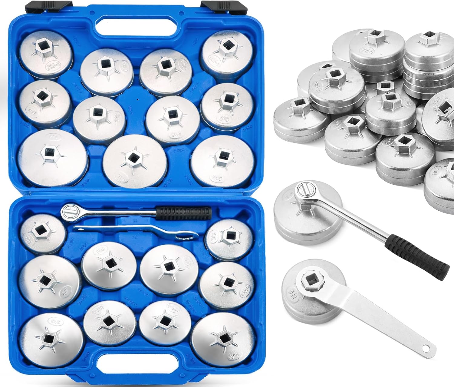 23PCS Oil Filter Removal Tool, Oil Filter Removal Cap Wrench Socket Tool Set 1/2" Automotive Removal Garage Tool