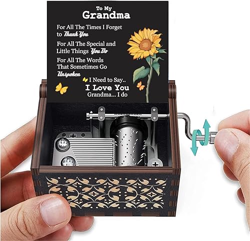 Vista 15 de Caja de música para regalo de hija, cumpleaños de mamá, madre a hija, de madera, grabada, manivela, caja musical Play You are My Sunshine Para hija