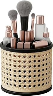 Makeup Organizer, 360 Degree Rotating Makeup Brush Holder with Weighted Base, Detachable Desktop Storage Box for Bedroom Bathroom Vanity, Soft Edges, Multi Compartments for Cosmetics