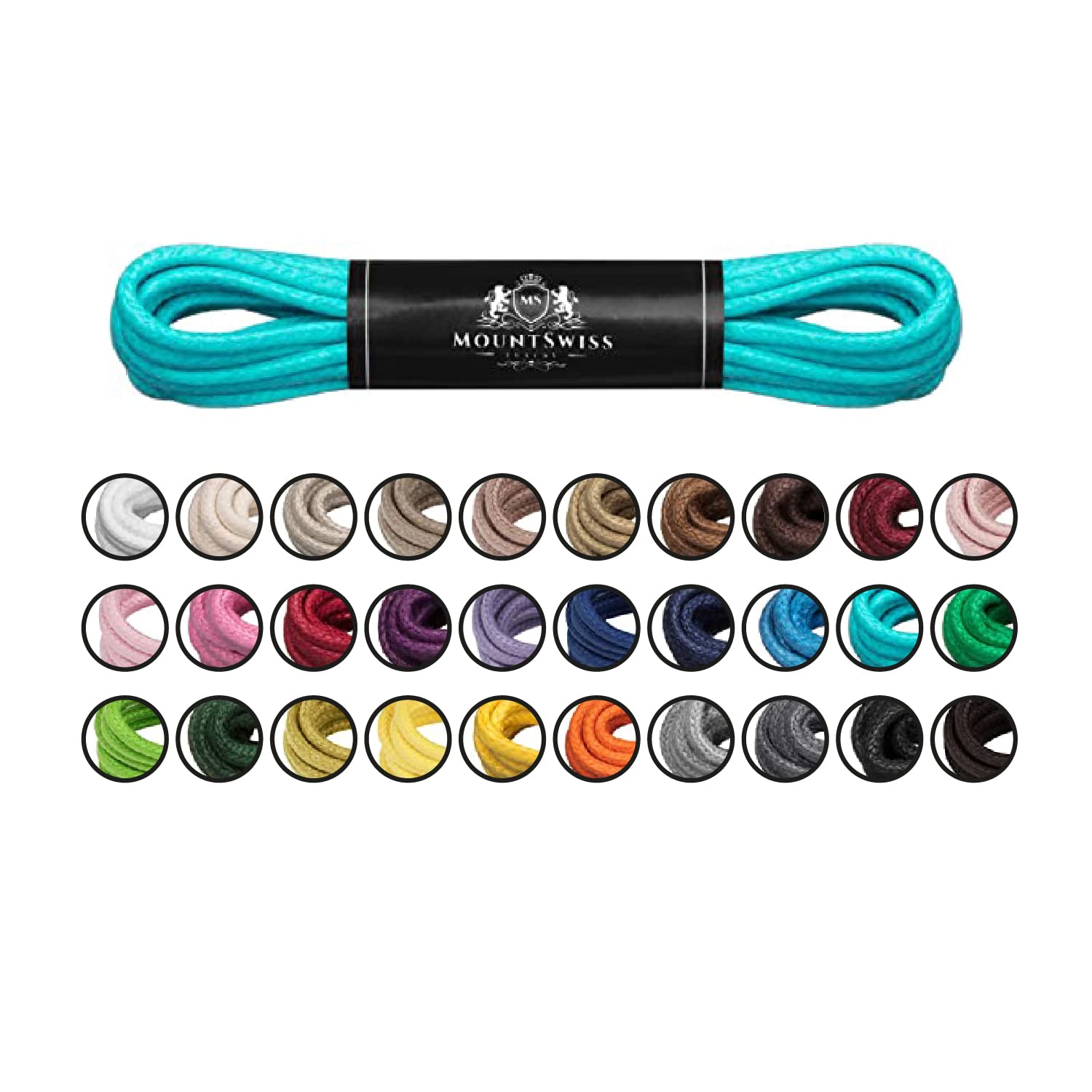 Cordones Mount Swiss© Luxury encerados y redondos para zapatos de traje y de piel, 2 - 3 mm de diámetro, 45 - 120 cm de longitud — view 10