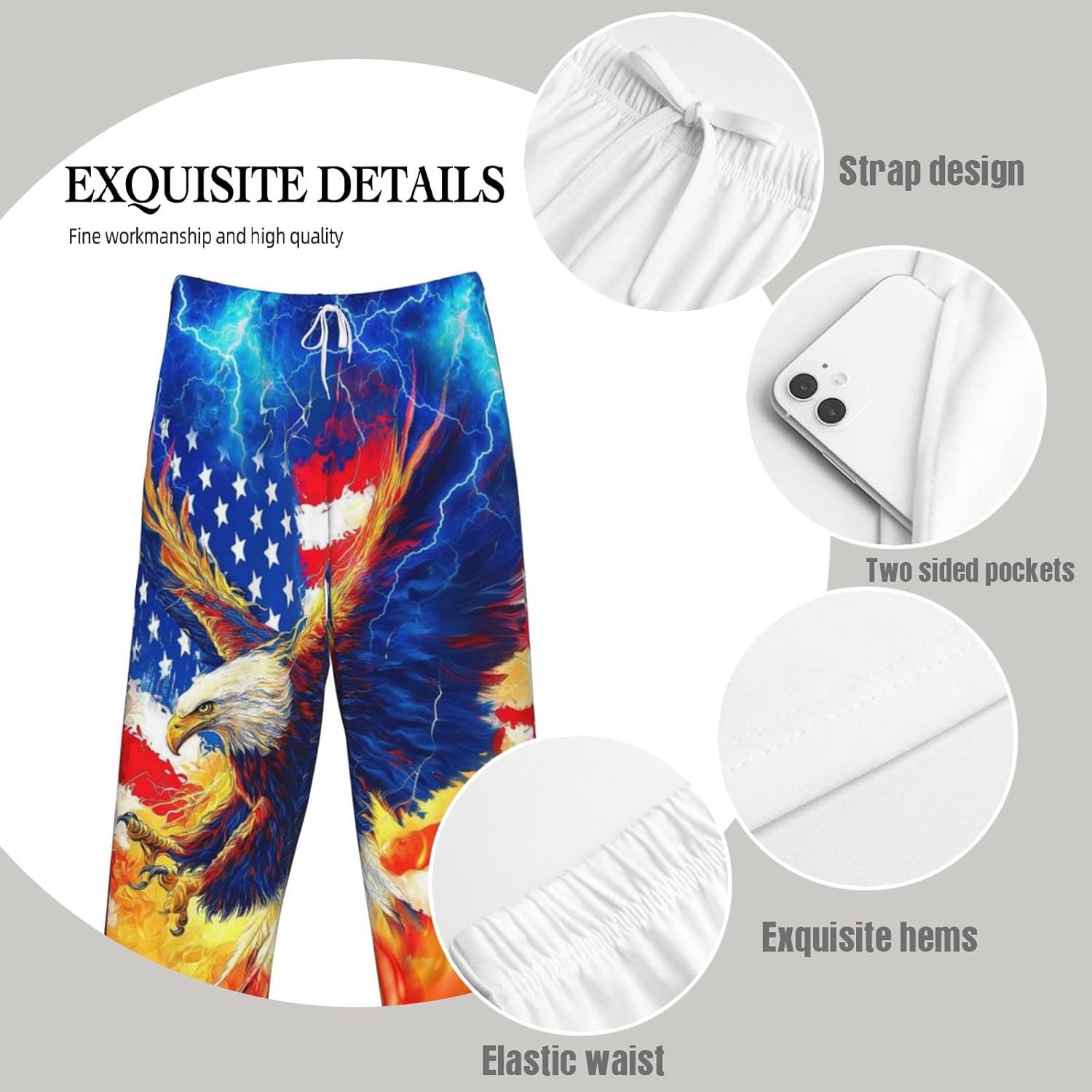 Mens Pajama Pants Soft Lightweight Men's Pajama Bottoms Sleep Lounge Pants For Men With Pockets Drawstring - Image 3