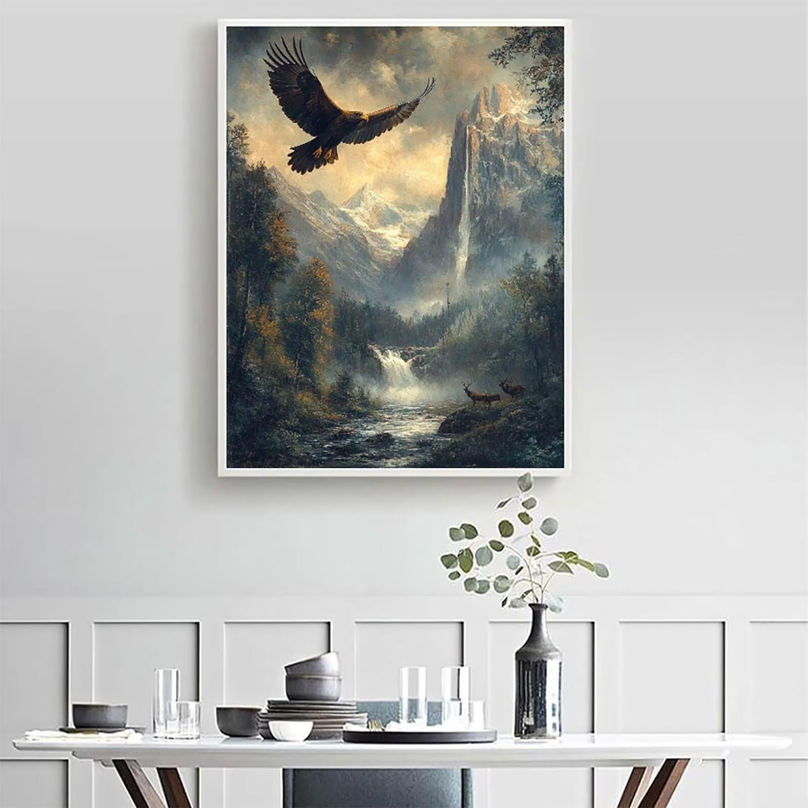 Orzeł diamentowy obraz, 90 x 120 cm, upadki, obraz diamentowy dla dorosłych, dla początkujących, 5D DIY, okrągłe, pełne wiertło, mozaika, zestaw do majsterkowania, dekoracja pokoju, prezent dla kobiet