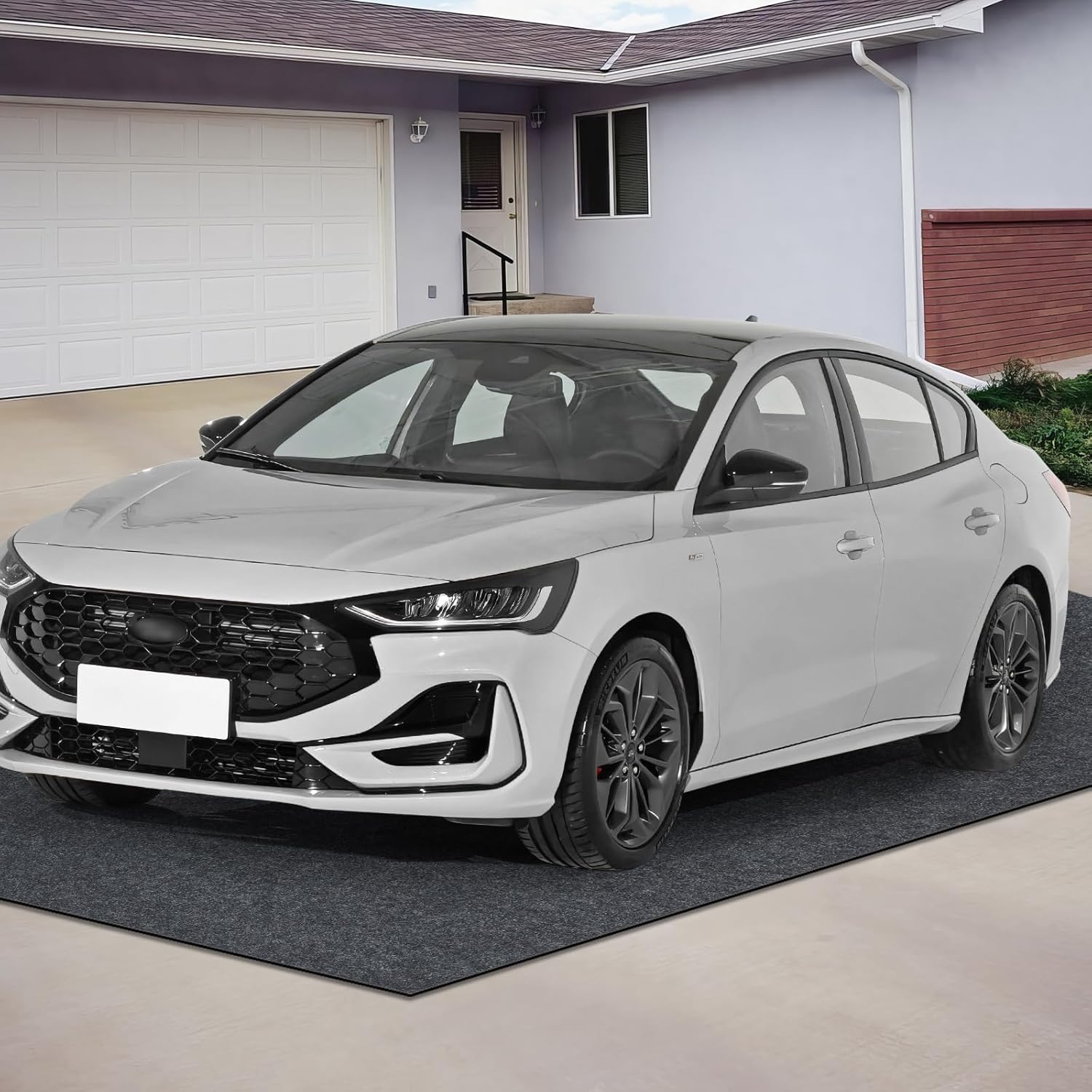 Garage Floor Mat - 7’5” x 17’, Oil Spill Absorbent Mat for Under Car, Durable & Easy Clean Garage Flooring Mats for Garage, Workshop, Parking Space, Dark Grey