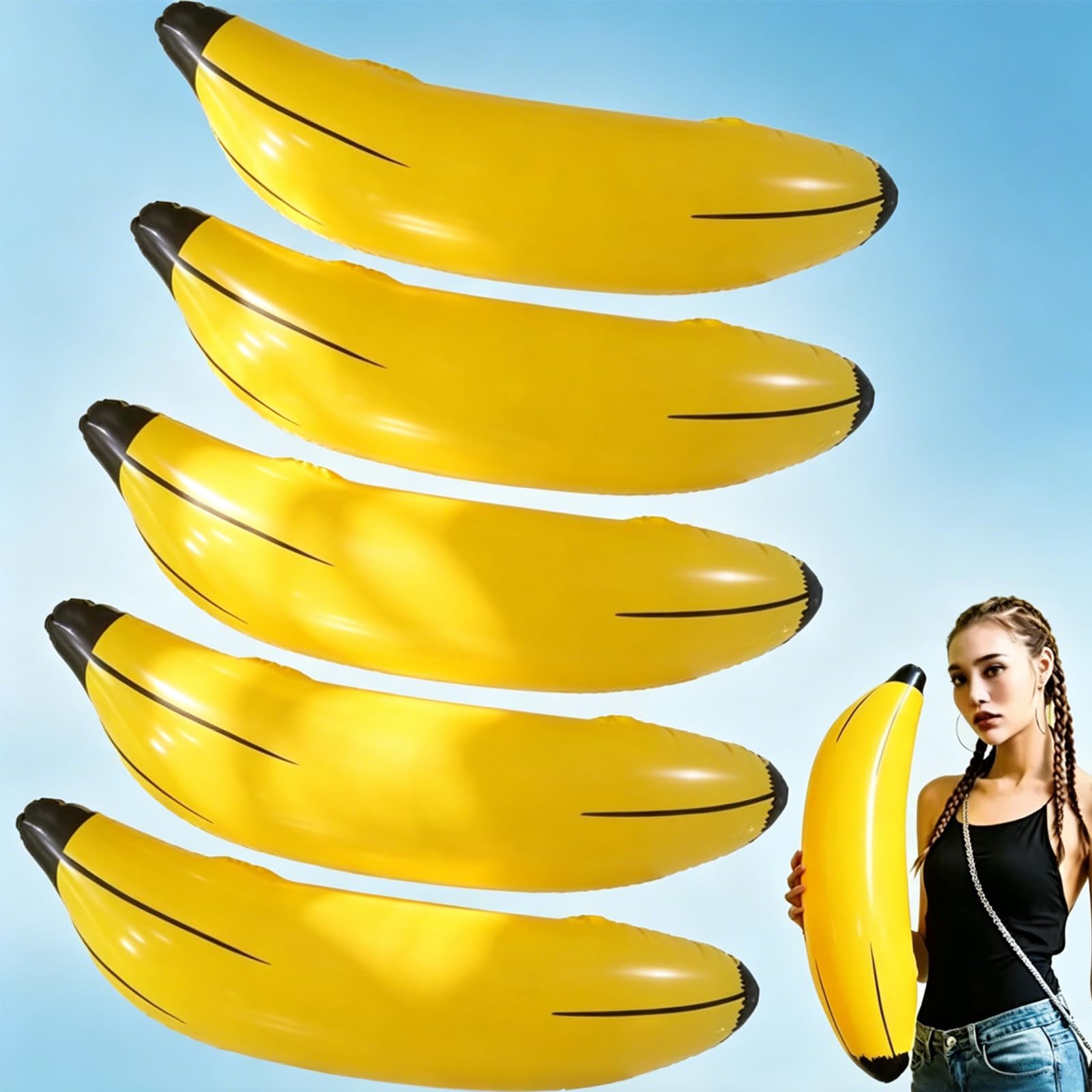 5 Pcs Inflatable Banana, (60CM) Inflatable Banana Large