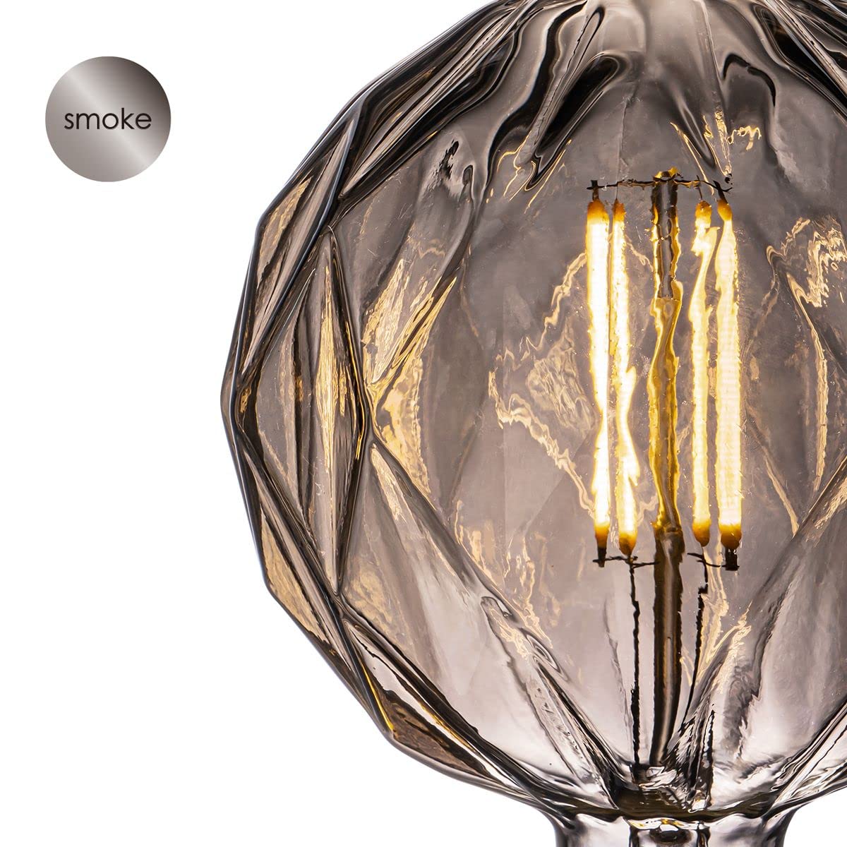 Home Sweet Home Edison Vintage E27 | fonte luminosa LED filamento Globe | G150 Crystal lampada LED | Fumo | Dimmerabile | 4W 100lm 1800K | luce bianca calda | Adatto per attacco E27