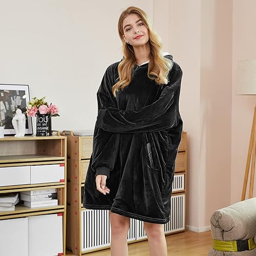 Miniatura 2 de Felicigeely Blanket Hoodie Wearable Blanket Sweatshirt Oversized Hooded Blanket Sweater Gift for Women