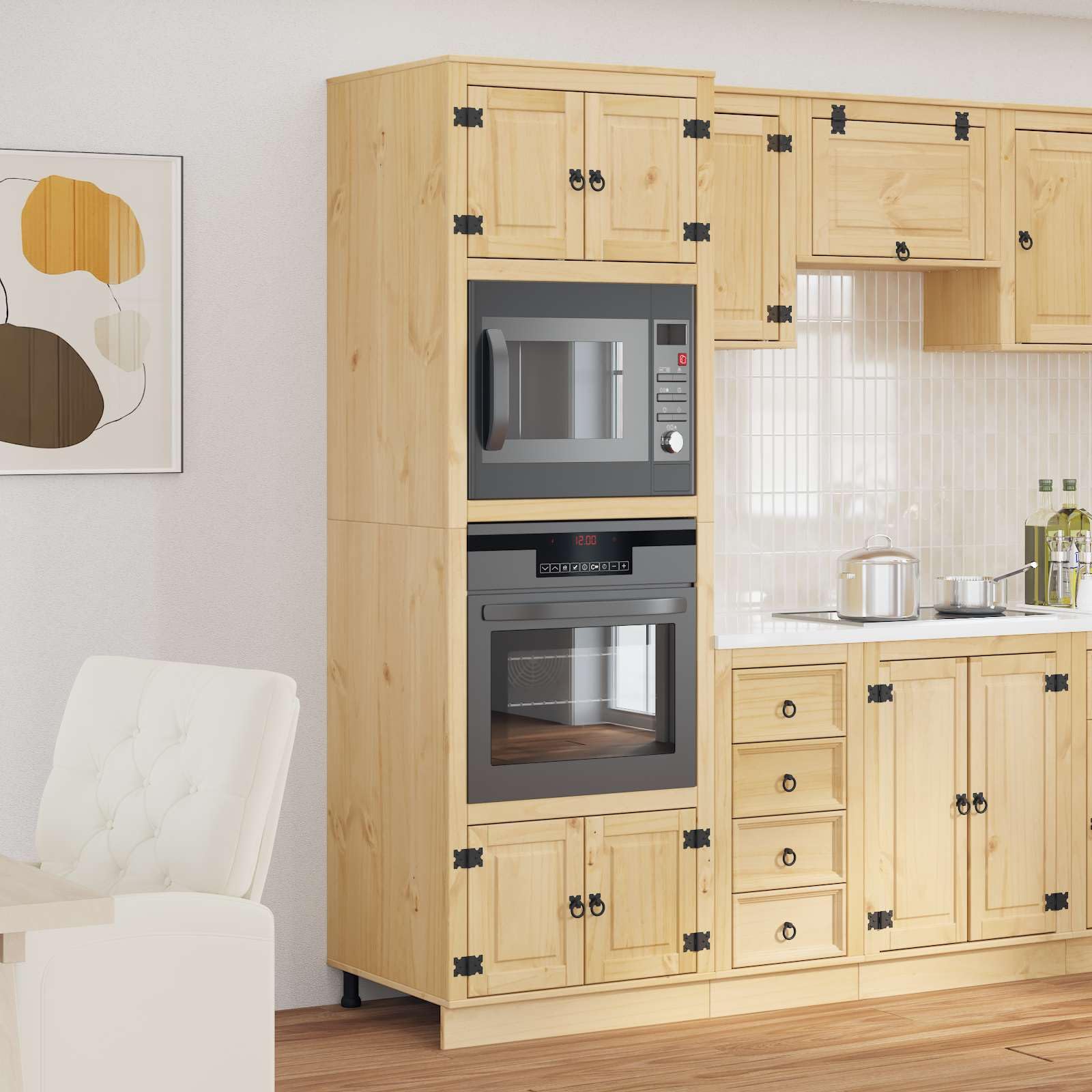 Armario de madera maciza de pino marrón miel 66 x 58 x 207 cm | Forma rectangular, diseño moderno, mucho espacio de almacenamiento, para sala de estar