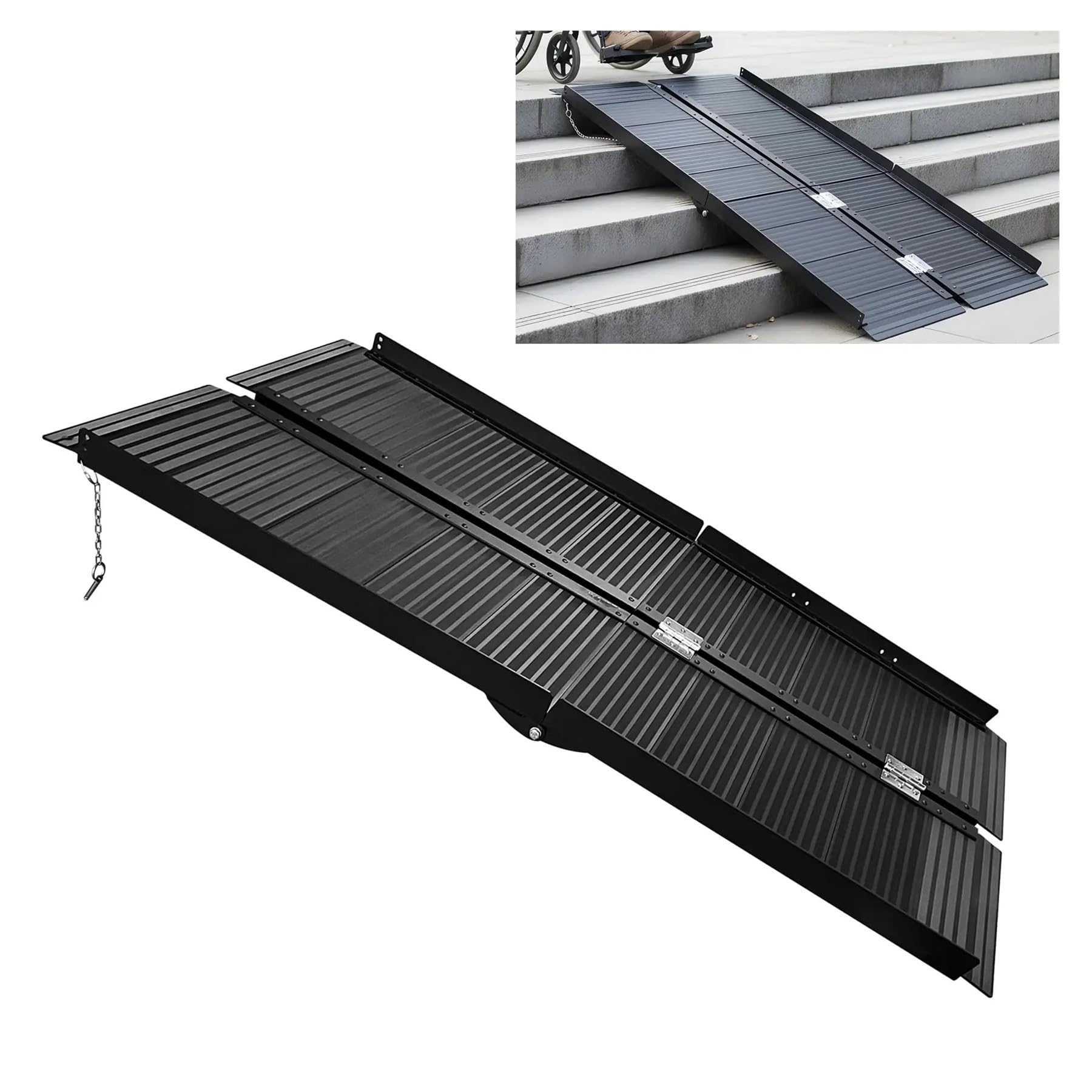 Ramps For Wheelchairs Portable Wheel Chair Ramp With Handle Non-Slip Aluminum Folding Handicap Wheelchair Ramp Threshold Ramps For Home(3ft)